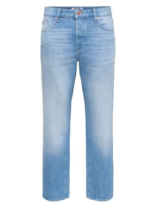 Men's Jeans Pants Straight Medium Blue Denim