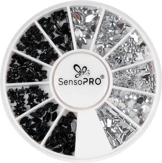 Dynasty Black Silver Nail Rhinestones Sensopro Milano Rhinestone Carousel