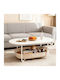 Οβάλ Κεντρικό Τραπεζάκι Ξύλινο Beige Μ100xΠ45xΥ55εκ.