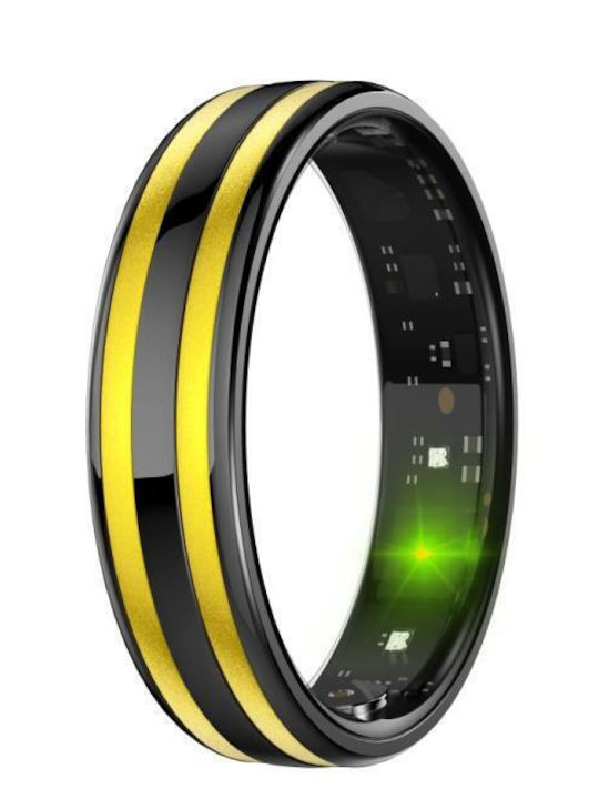 HR02 Smart Ring 20.7mm με Παλμογράφο Μαύρο Χρυσό
