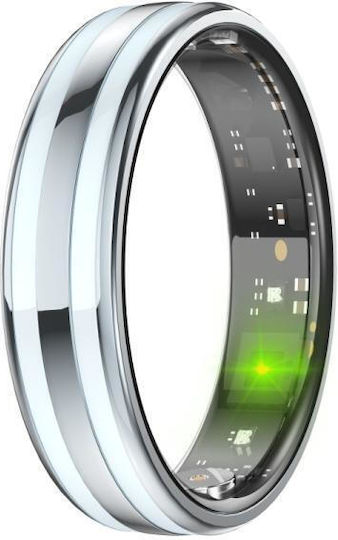 HR02 Smart Ring 21.5mm με Παλμογράφο Ασημί