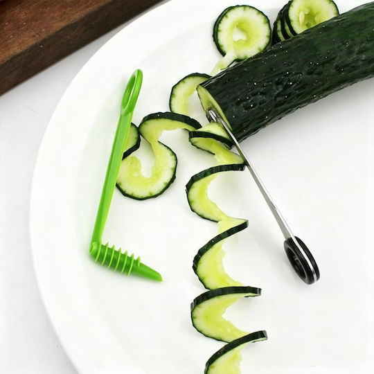 Set 2 Bucăți LsCook Tăietor Spiralat Pentru Castraveți Plastic + Oțel Inoxidabil Cutie