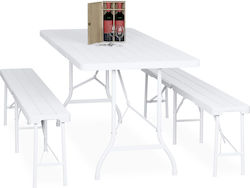 Relaxdays Steel Camping Table Set Foldable Mult...