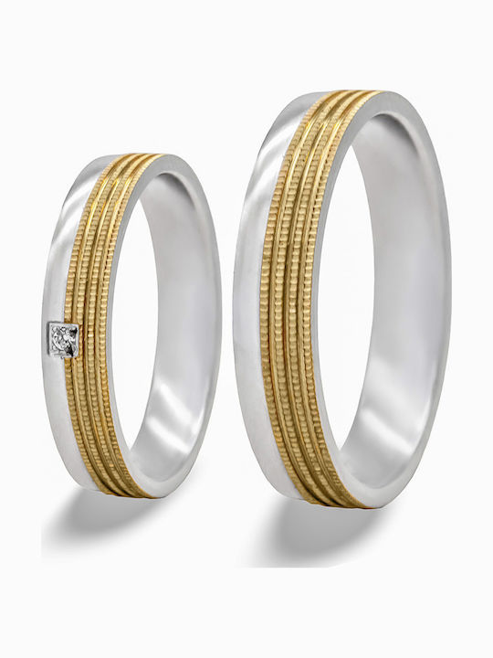 Savvas Design Set Inele De Nuntă Bicolore 14K