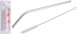 Set 4 Stainless Steel Metal Straws 21.5cm + Brush Set 4 Stainless Steel Metal Straws 21.5cm + Brush