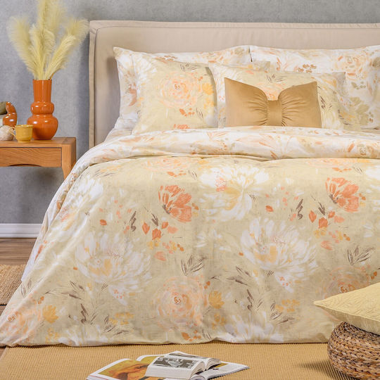 Melinen Σετ Παπλωματοθήκη 225x245cm Υπέρδιπλη με 2 Μαξιλαροθήκες Casual Beige