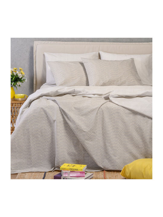 Melinen Σετ Παπλωματοθήκη Βαμβακερή 165x245cm Μονή με Μαξιλαροθήκη Maverick Light Grey