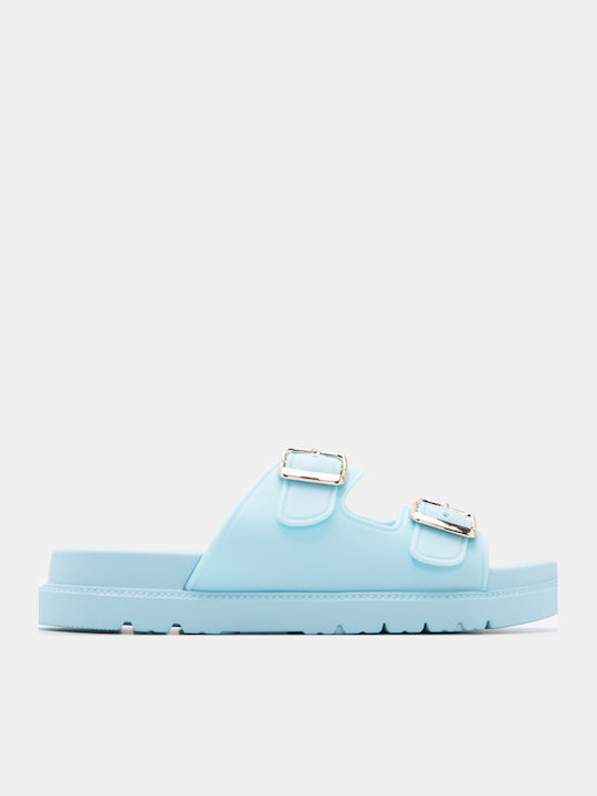 Luigi Flache Damen Sandalen Flatforms Hellblau