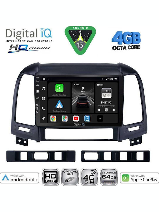 Digital IQ Car Audio System for Hyundai Santa Fe 2005-2013 Bluetooth USB WiFi GPS Apple CarPlay Android Auto with 9" Touch Screen