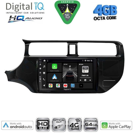 Digital IQ Car Audio System for Kia Rio 2012-2015 Bluetooth USB WiFi GPS Apple CarPlay Android Auto with 9" Touch Screen