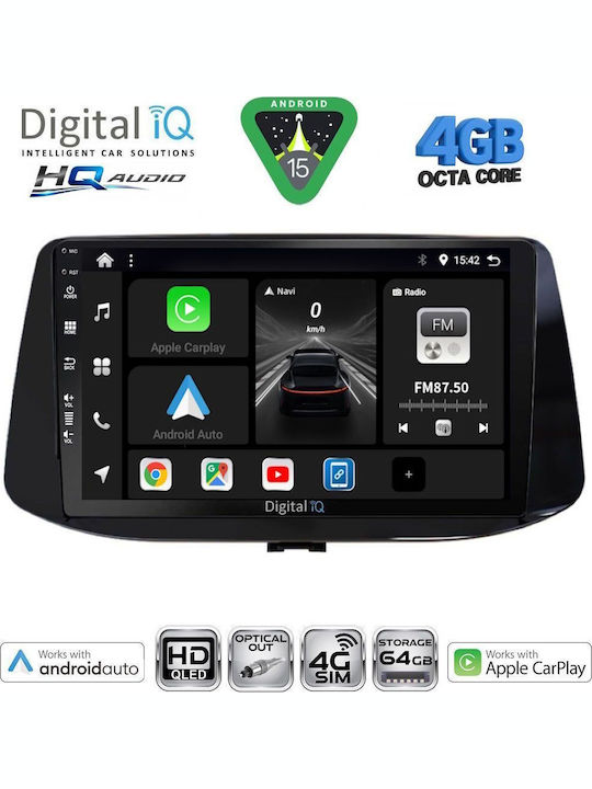 Digital IQ Car Audio System for Hyundai i30 2018 with Touch Screen 9" Digital IQ BXK 19233 CPAA Bluetooth USB Wi-Fi GPS Apple CarPlay Android Auto