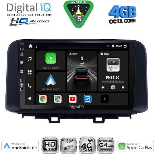 Digital IQ Ηχοσύστημα Αυτοκινήτου για Hyundai Kona 2017-2023 (Bluetooth/USB/WiFi/GPS/Apple-Carplay/Android-Auto) με Οθόνη Αφής 10"