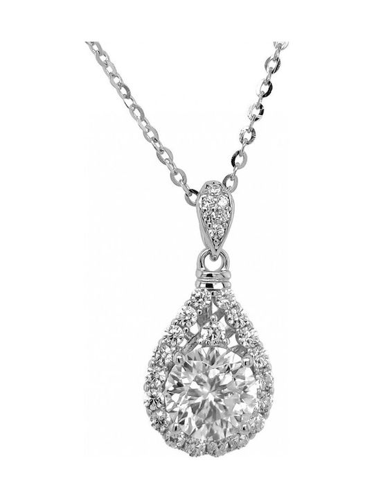 Necklace Silver 925 Rosette Tear Moissanite 6.5mm 1.0ct D
