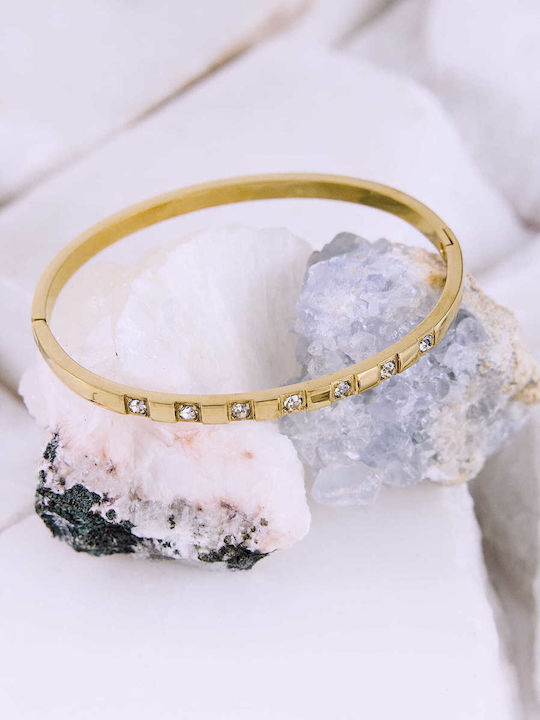 Celestino Γυναικείο Βραχιόλι Cuff Διακοσμητικά Strass Χρυσαφί