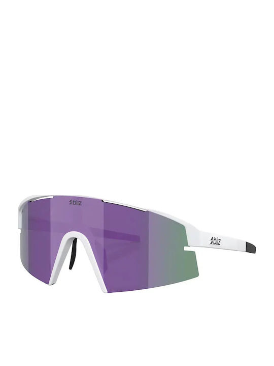 Bliz Unisex Γυαλιά Ηλίου με Λευκό Σκελετό και Μωβ Καθρέφτη Φακό