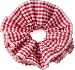 Scrunchie Maxi Pentru Păr Din Țesătură Plaid Vichy Vintage Roșie