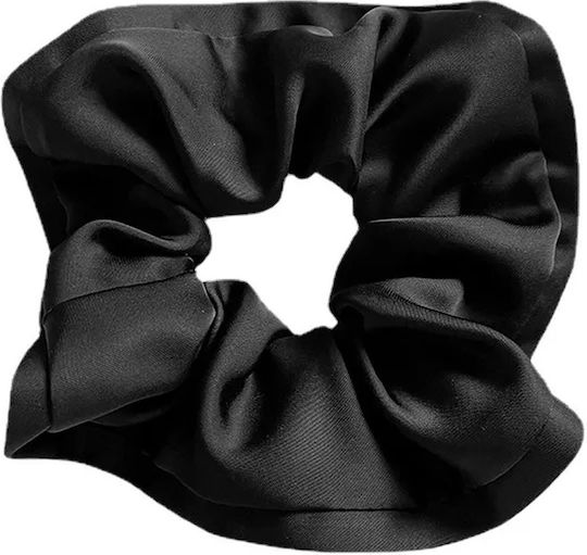 Класически Ластик За Коса Scrunchie От Обикновен Сатен Минималистичен Черен
