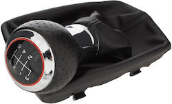 Audi A5 8t 07-16 Black + Chrome 6 Speed Shift Knob + Black Gaiters Black Thread