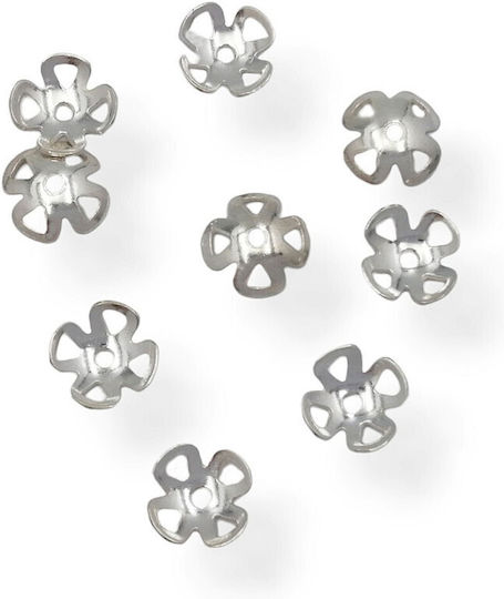 Silberne 925 Perlen Kappen Blume 8mm 6 Stück