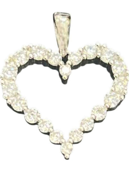 Prince Silvero Hängendes Charm Herz aus Silber mit Zirkon