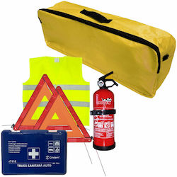 Cridem First Aid Package Car Extinguisher First Aid Kit 2pcs Warning Triangle Warning Vest Trunk Organizer Yellow