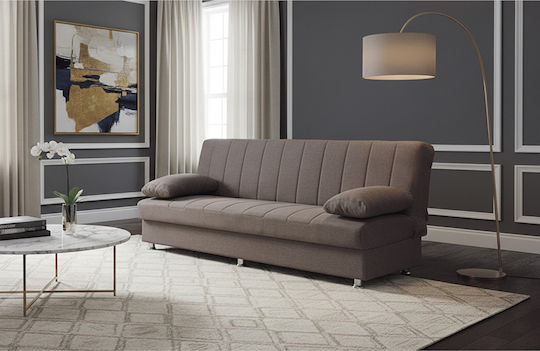 Laura Dreisitzer Sofa Bett mit Stauraum Hellbraun 190x84x86cm