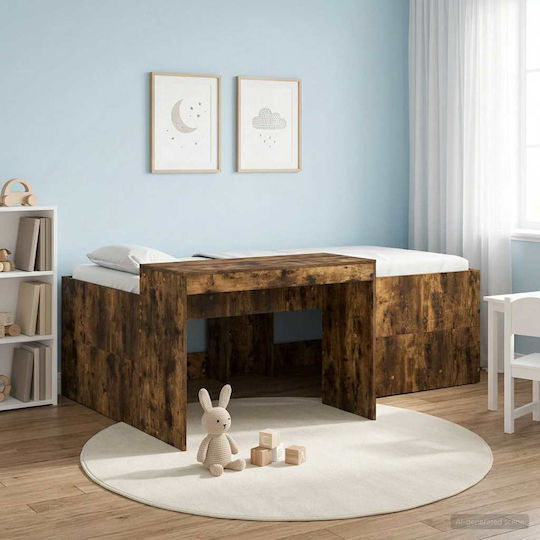 Kinderbett Einzel mit Schreibtisch Braune für Matratze 90x200cm