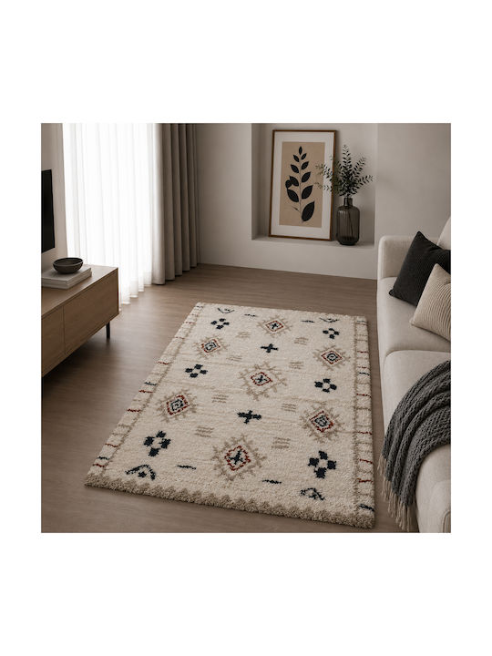 Shaggy Noelia Living Room Rug Rectangular Cream 120x170cm