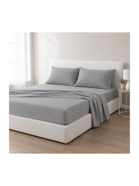 Olia Home Σετ Σεντόνια Μονά 160x260εκ. Γκρι (3τμχ)