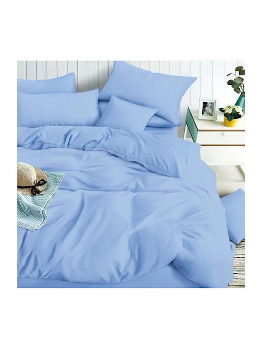 Cotton Duvet Cover Set 160x240cm Single with Pillowcase Sl13 Light Blue