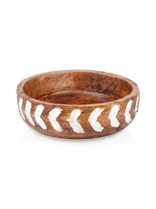 Vilde Round White Wooden Serving Bowl with Diameter 20cm