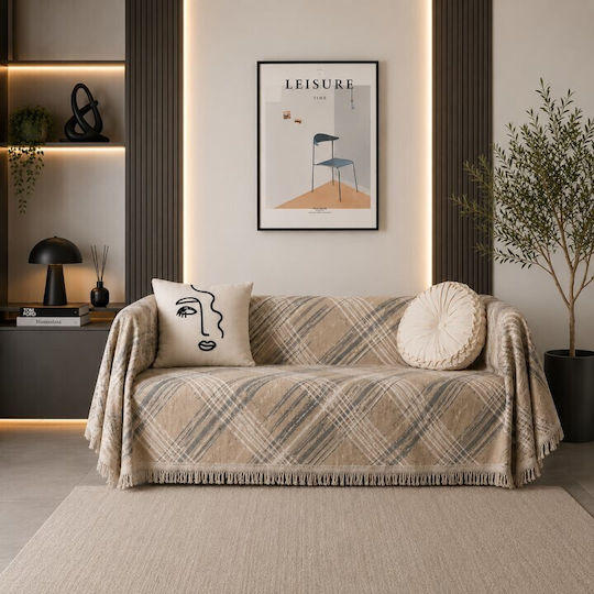 ForHome Leopardo Throws Set 3 Pcs Chenille Beige