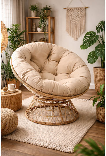 Outdoor Chair Metallic Cecil Brown with Cushion 96x96x88cm