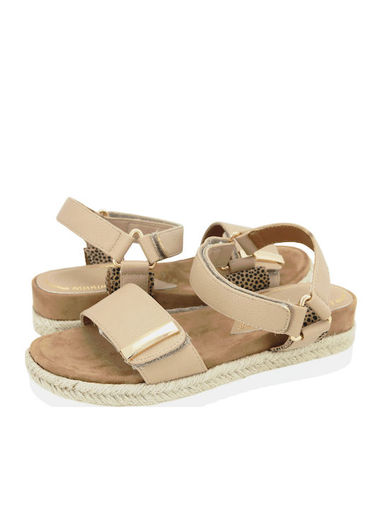 Leather Women's Flat Sandals Brown