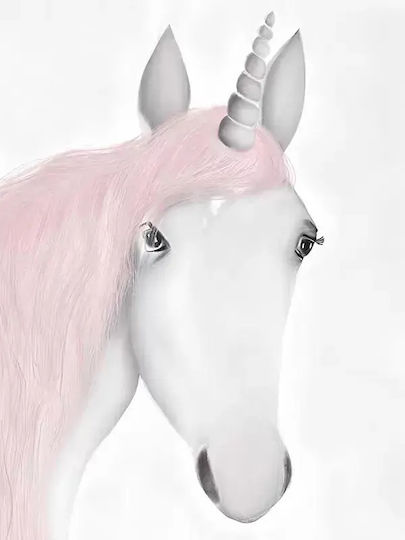 Kids Wall Art Unicorn with White Frame from Wood 40x50cm