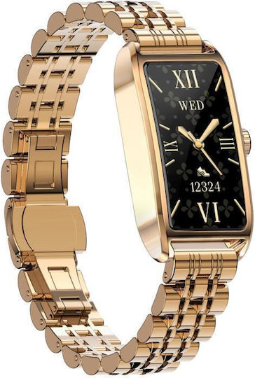 Dora T Amoled Display 1.13 Inches Ip68 Waterproof Women's Smartwatch Supports Health Monitoring Steel Strap Rose Gold