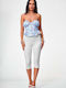 Women's Crop Top Floral Light Blue