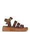 Leder Flache Sandalen Für Damen Braune