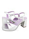 Damen Sandalen Silber Leder