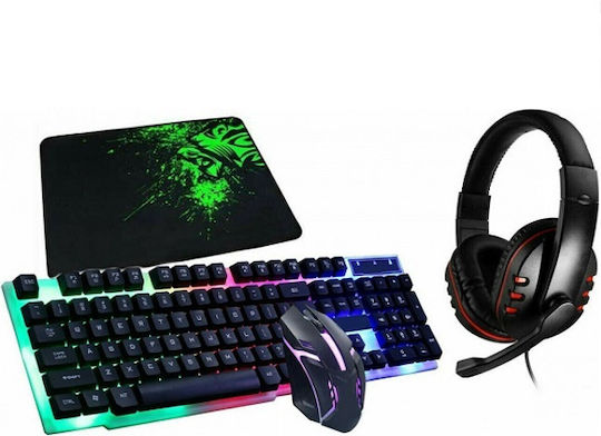 6785 Σετ Gaming Πληκτρολόγιο με RGB φωτισμό & Ποντίκι (Αγγλικό US) Γκρι