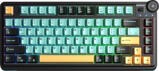 Aula AU75 Ασύρματο Gaming Πληκτρολόγιο 75% με RGB φωτισμό (Αγγλικό US) Turmeric Yellow