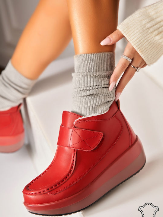 Leder Damen Stiefeletten Rote