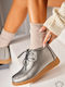 Leather Women's Ankle Boots Silver