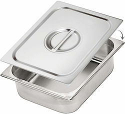 Tavă Gastronorm Din Oțel Inoxidabil Siks Cu Capac Inclus Depozitare Bucătărie Salate Sosuri Alimentar Compatibil Cuptor Frigider Vitrină Stivuibil Capacitate 8,6l Dimensiuni 32,5 Cm X 26,5 Cm X 10 Cm Adâncime Gn Argintiu