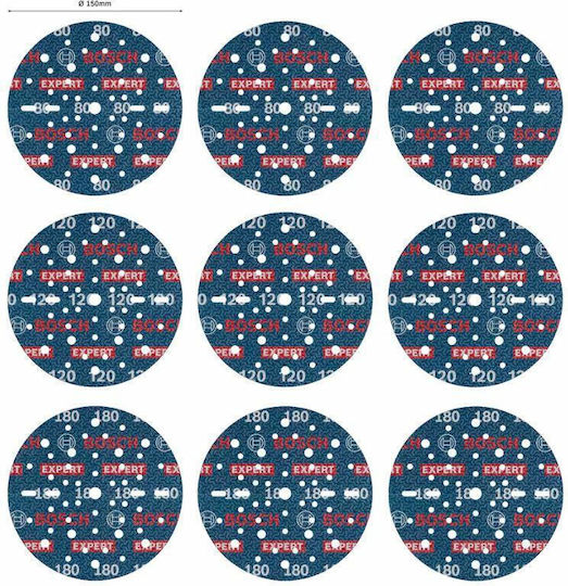 Bosch Bosch Schleifpapiere Exzenterschleifer Blatt K180 150x150mm Set 9 Stück