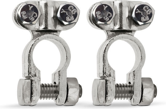 Set 2 Car Battery Clamps Aluminum Secure Connection Positive Negative