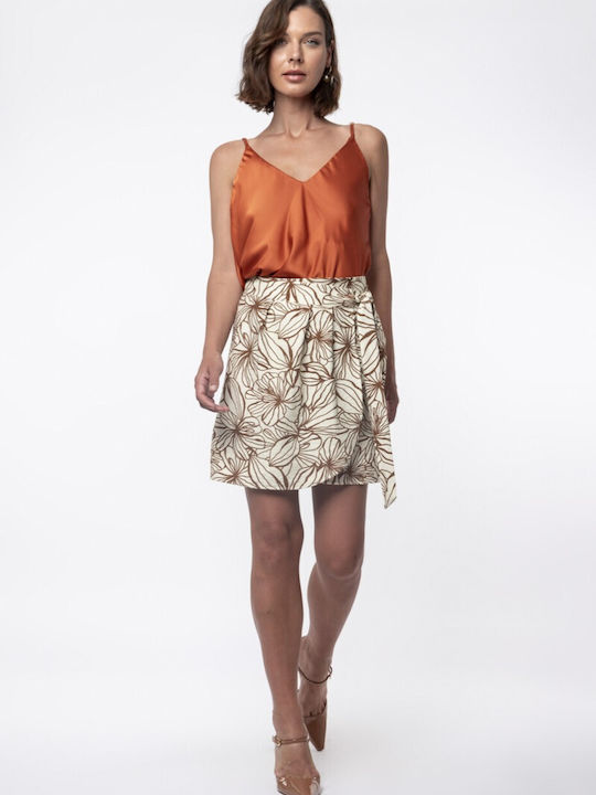 Mini Envelope Floral Black Cream Skirt