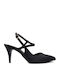 Pointed Toe Heels with Strap Black