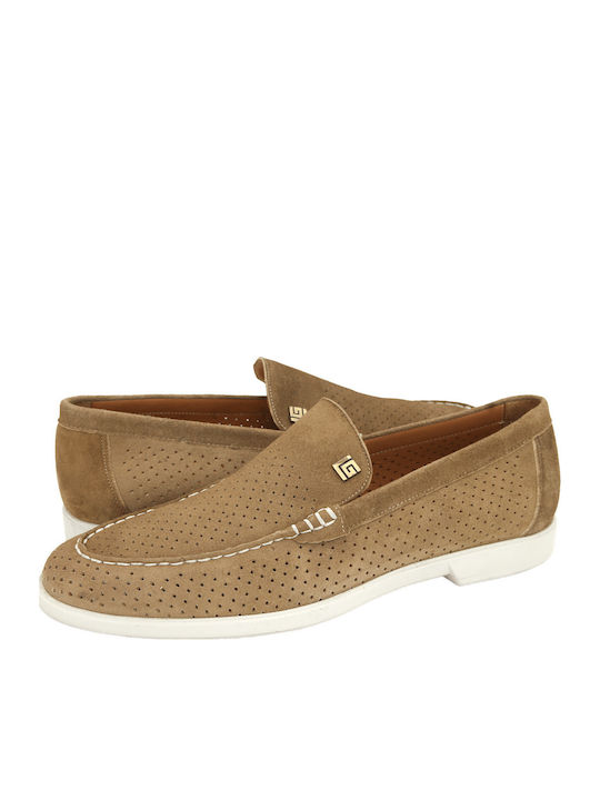 Suede Men's Loafers in Beige Colour