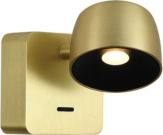 VK Lighting Φωτιστικό Τοίχου με Ενσωματωμένο LED και Θερμό Λευκό Φως Χρυσό